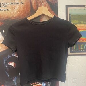 🌟 black ribbed crop top basic 🌟